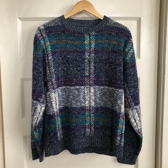 Vintage 90s Jantzen Pullover Knit Sweater Men's Large USA Multicolor Grandpa - Picture 1 of 11